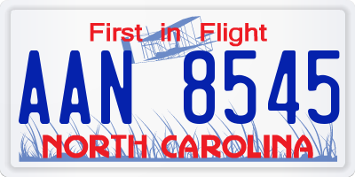 NC license plate AAN8545