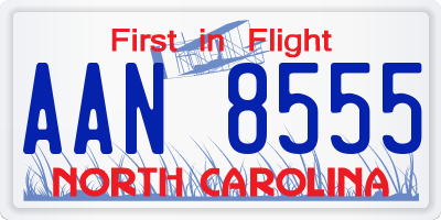 NC license plate AAN8555