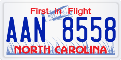 NC license plate AAN8558