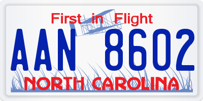 NC license plate AAN8602