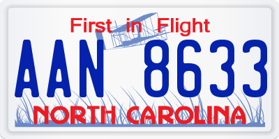 NC license plate AAN8633