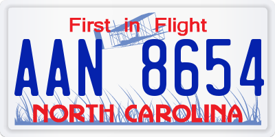 NC license plate AAN8654