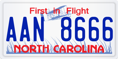 NC license plate AAN8666
