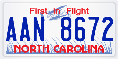 NC license plate AAN8672