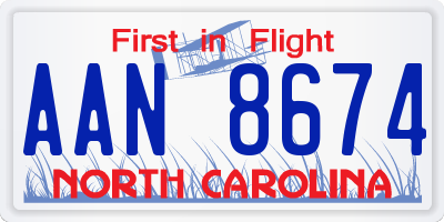 NC license plate AAN8674