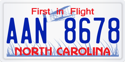 NC license plate AAN8678