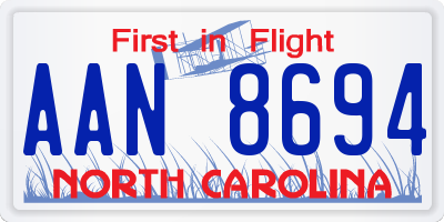 NC license plate AAN8694