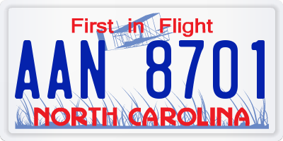 NC license plate AAN8701