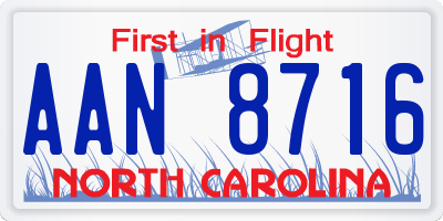 NC license plate AAN8716