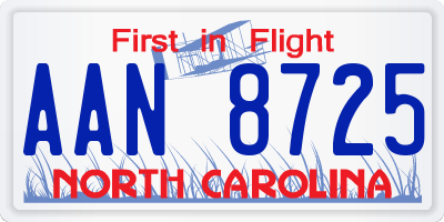 NC license plate AAN8725