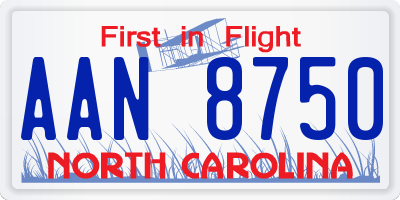 NC license plate AAN8750