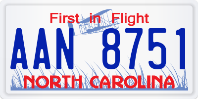 NC license plate AAN8751