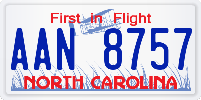 NC license plate AAN8757