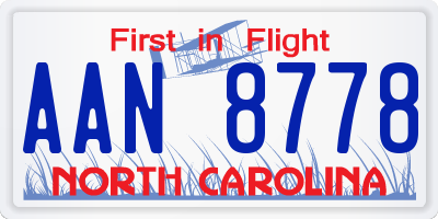 NC license plate AAN8778