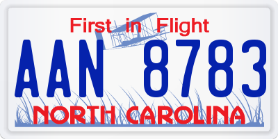 NC license plate AAN8783