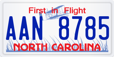 NC license plate AAN8785