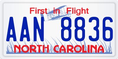 NC license plate AAN8836