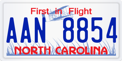 NC license plate AAN8854