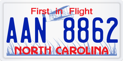 NC license plate AAN8862