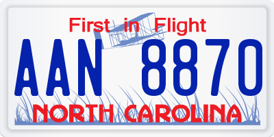 NC license plate AAN8870