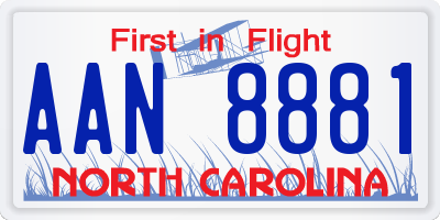 NC license plate AAN8881