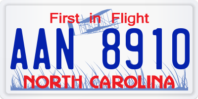 NC license plate AAN8910