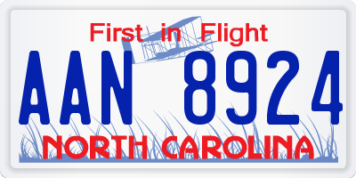 NC license plate AAN8924