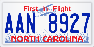 NC license plate AAN8927