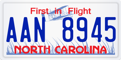 NC license plate AAN8945