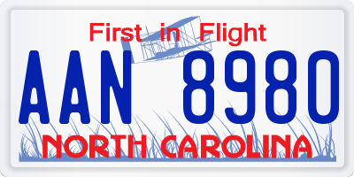 NC license plate AAN8980