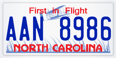 NC license plate AAN8986