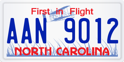 NC license plate AAN9012