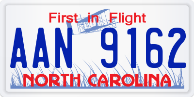 NC license plate AAN9162