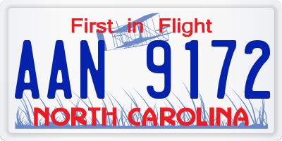 NC license plate AAN9172