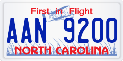 NC license plate AAN9200