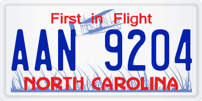 NC license plate AAN9204