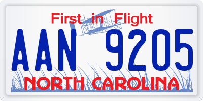 NC license plate AAN9205