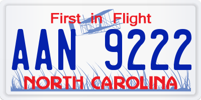 NC license plate AAN9222