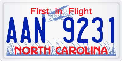NC license plate AAN9231