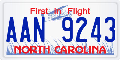 NC license plate AAN9243