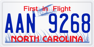 NC license plate AAN9268