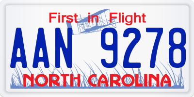 NC license plate AAN9278