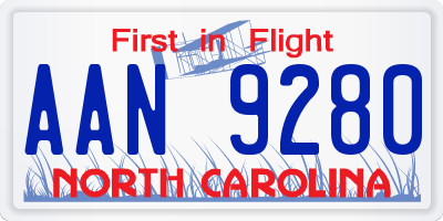 NC license plate AAN9280