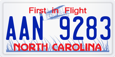 NC license plate AAN9283