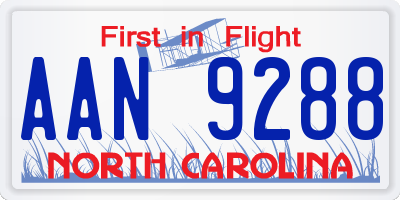 NC license plate AAN9288