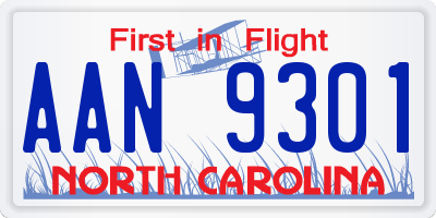 NC license plate AAN9301