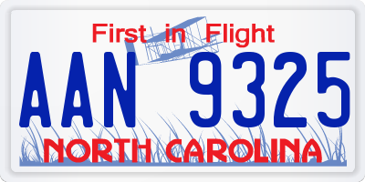 NC license plate AAN9325