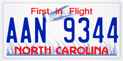 NC license plate AAN9344