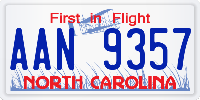 NC license plate AAN9357