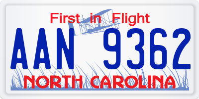 NC license plate AAN9362